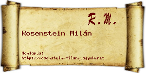 Rosenstein Milán névjegykártya